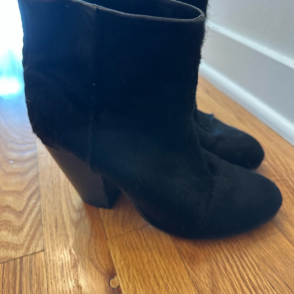 Rag & Bone black fur hair booties 38.5